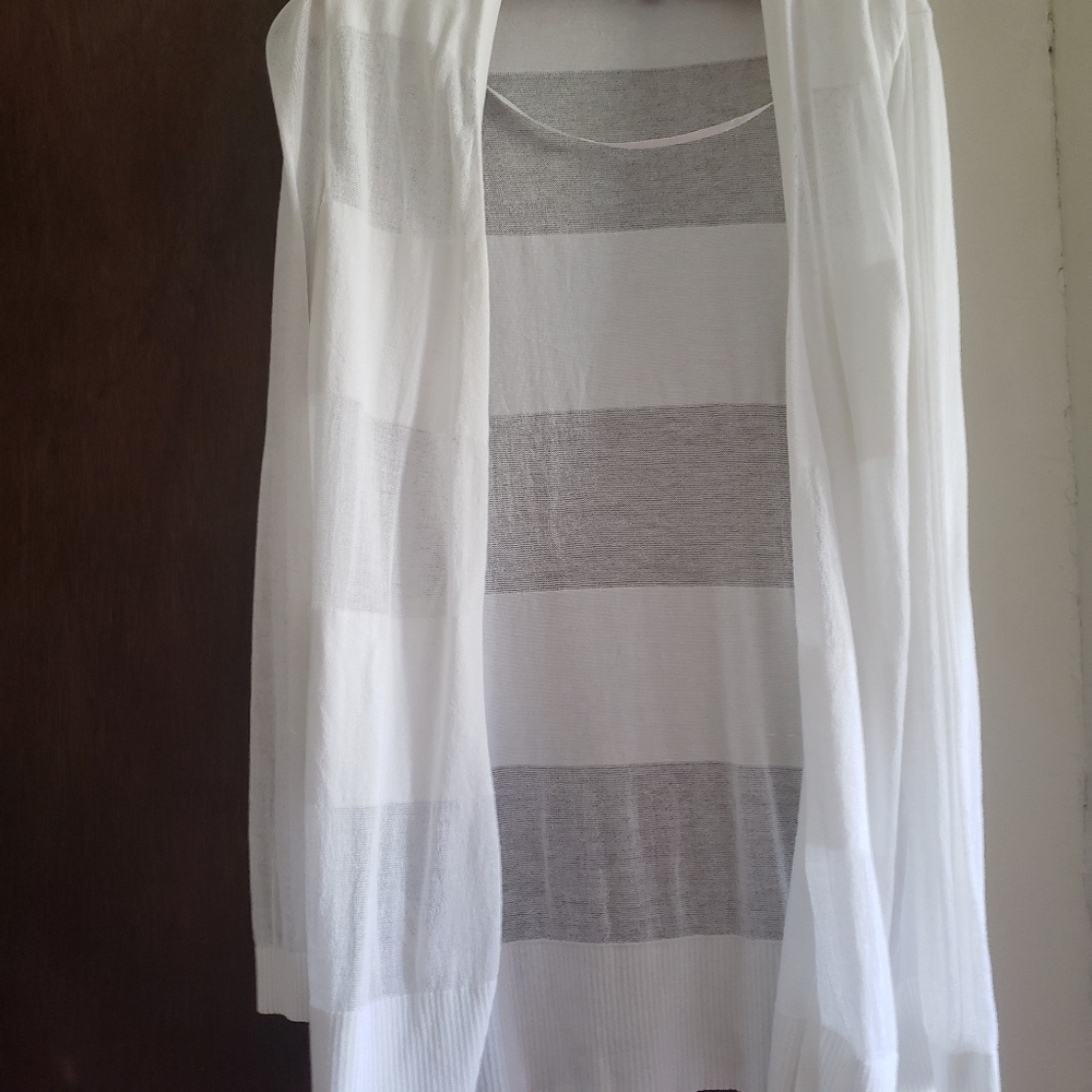 White open front cardigan